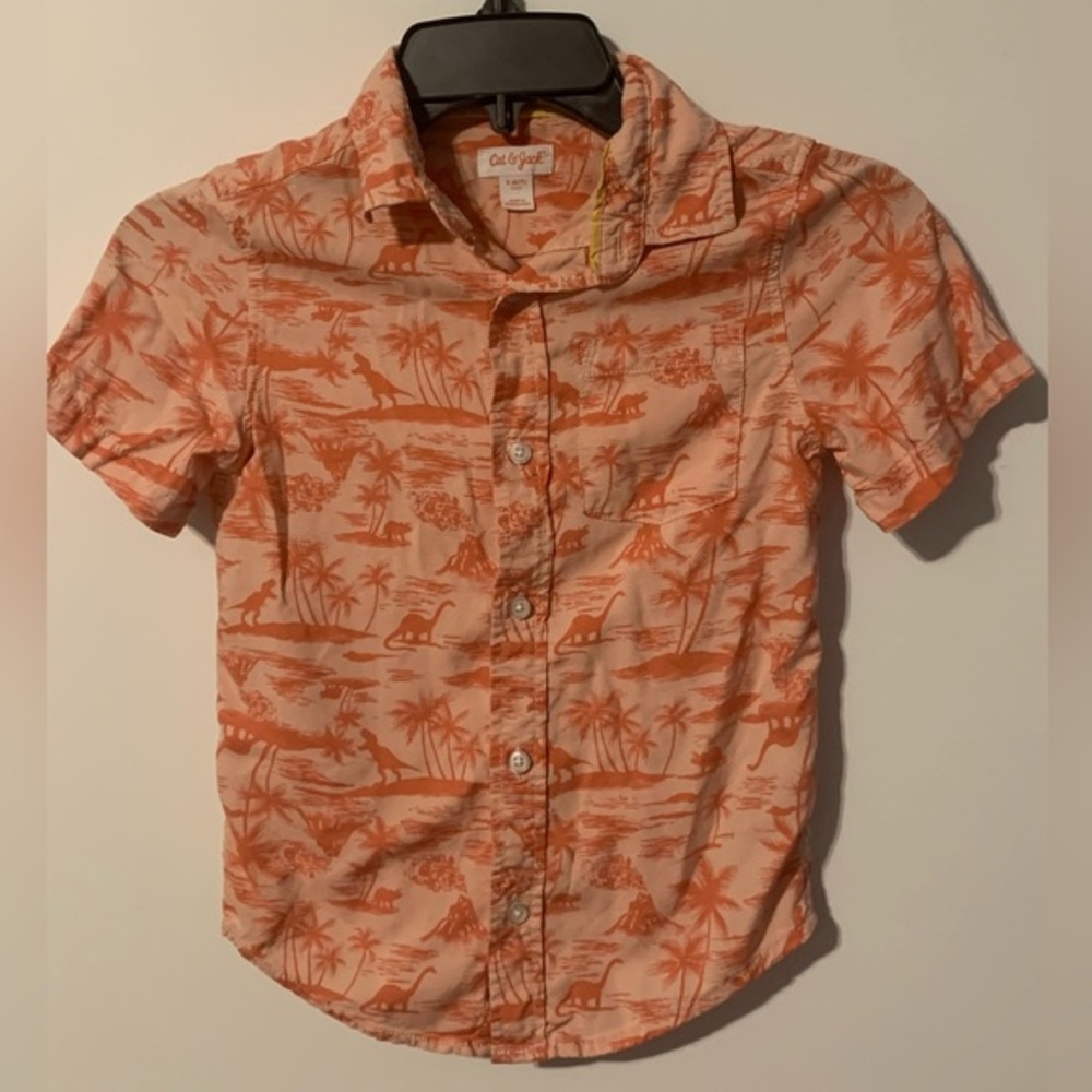 Cat & Jack Boys Dino Tropical Button Down